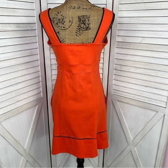 Duffield Lane Hutchins Dress Red Orange Small Fit Flare Sleeveless Knit - Picture 4 of 12